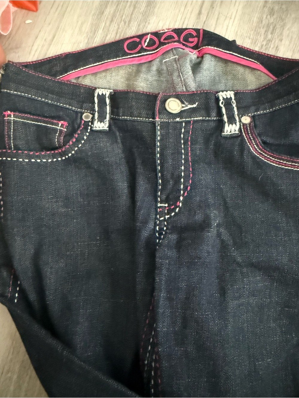 COOGI pink leather pockets and stitching